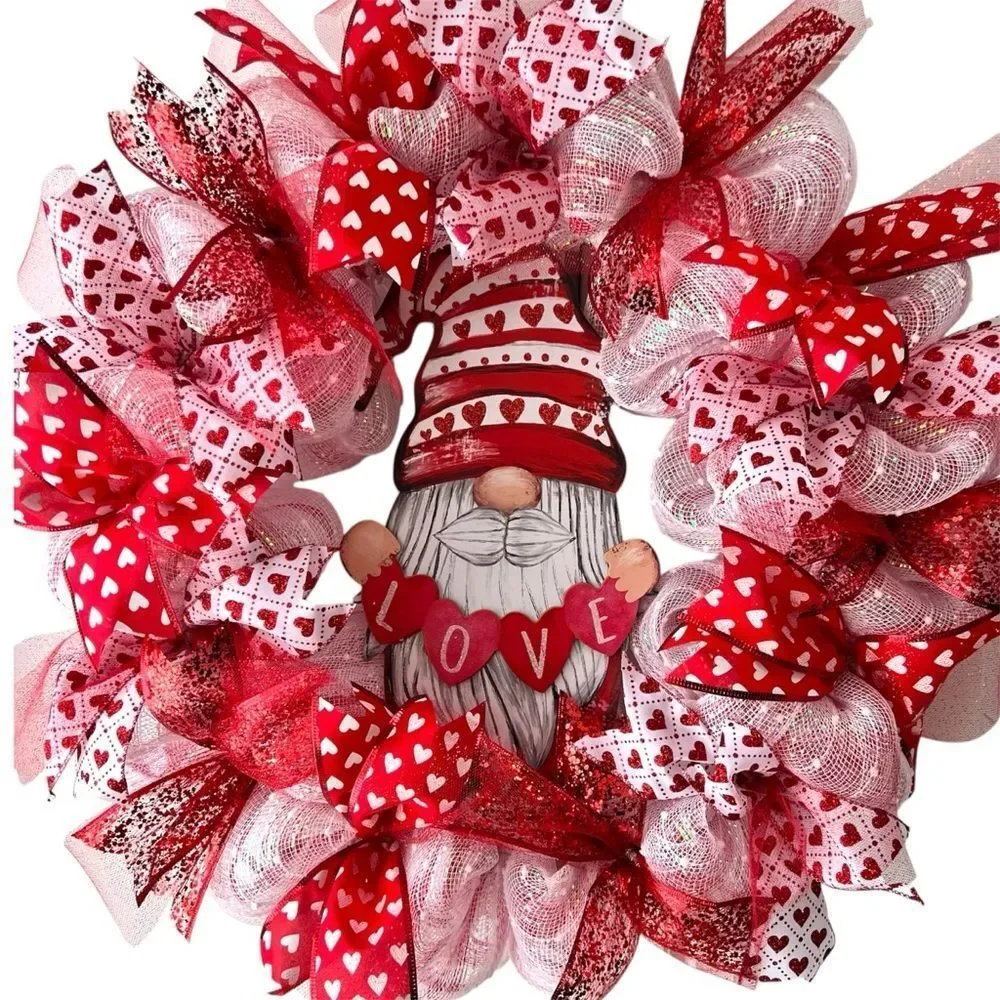 - Made to order ‼️Beautiful Valentine’s Day wreath hand made deco mesh wre…